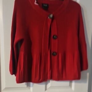 Red Button-Up Cardigan L